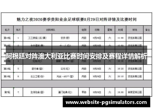 阿根廷对阵澳大利亚比赛时间安排及赛程详情解析 阿根廷对阵澳大利亚比赛时间安排及赛程详情解析